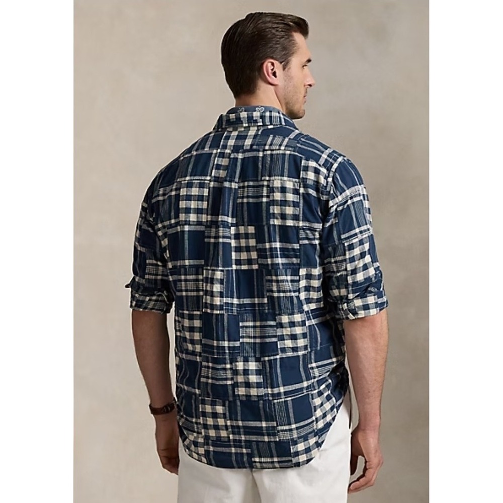 Polo Ralph Lauren Blue Plaid Classic Fit Patchwork Button Up Shirt Men Size 5XB - Picture 5 of 8